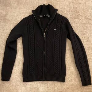 ❤️⚡️ Helly Hansen Women Black Zip-Up Sweater Angora Cashmere Blend S/M EUC